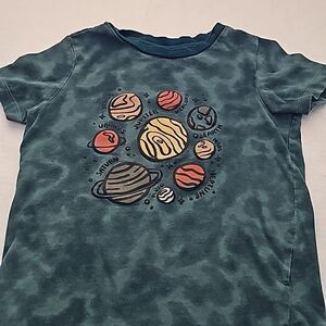 Green tye dyed planet short sleeve kids tee size XS 4/5
